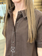 Brown Collared Short Dress