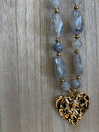 Hammered Heart Pendant Resin Beaded Necklaces | 40NK9662