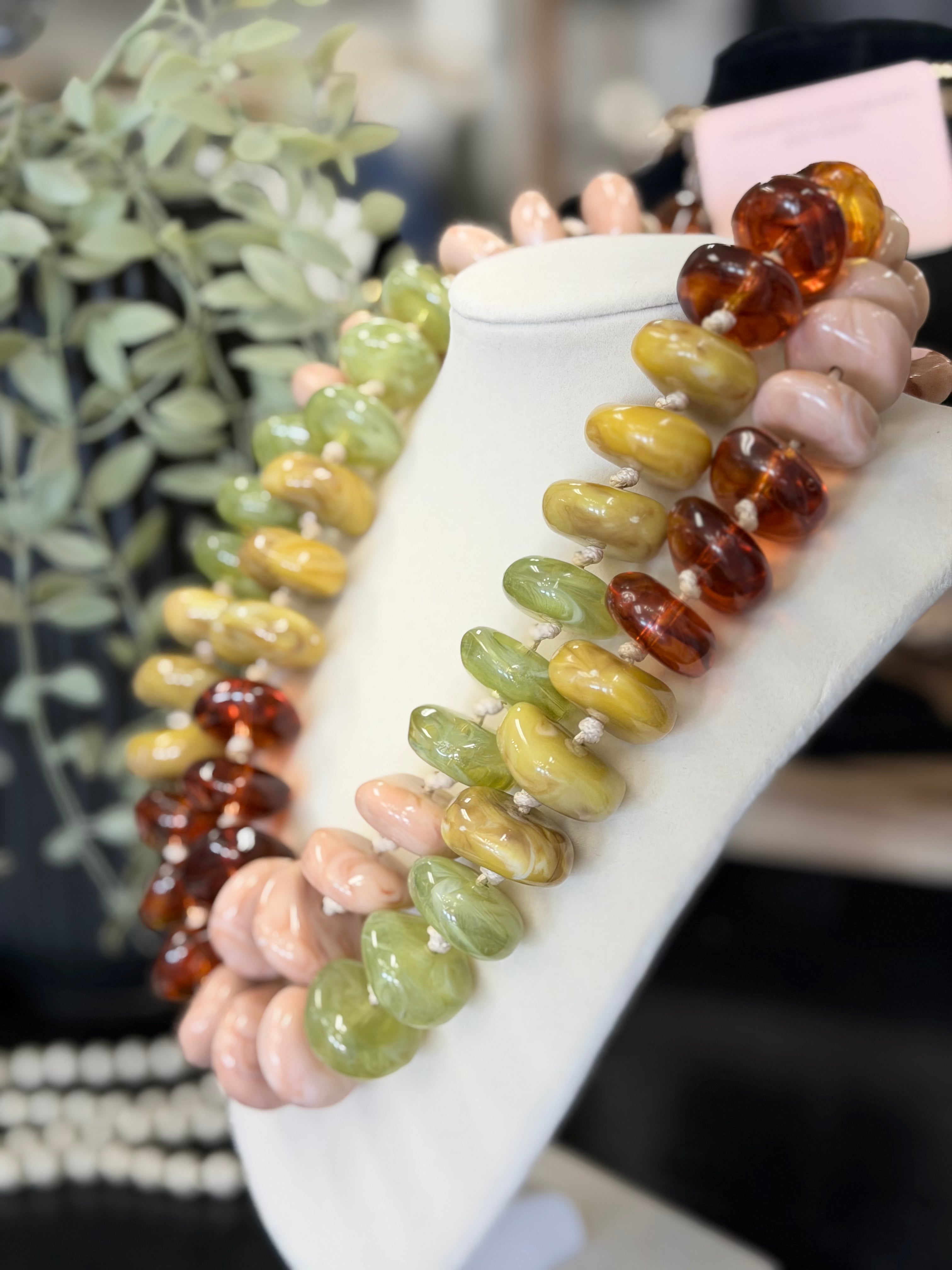 Chunky Colorful Patchwork Beaded Necklace