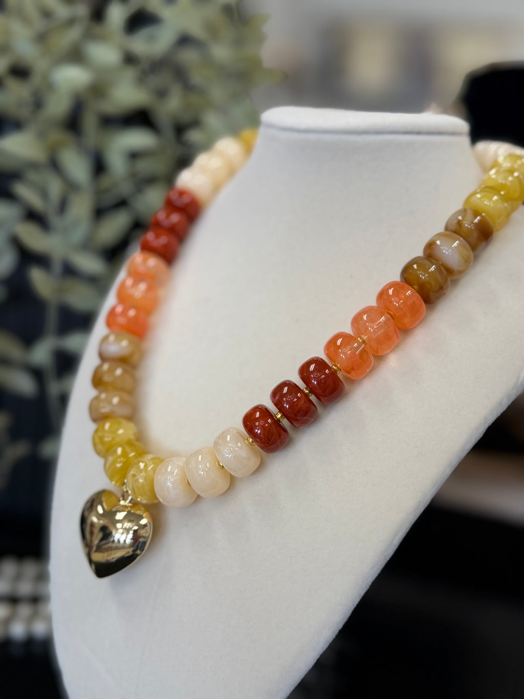 Colorful Beaded Heart Necklace