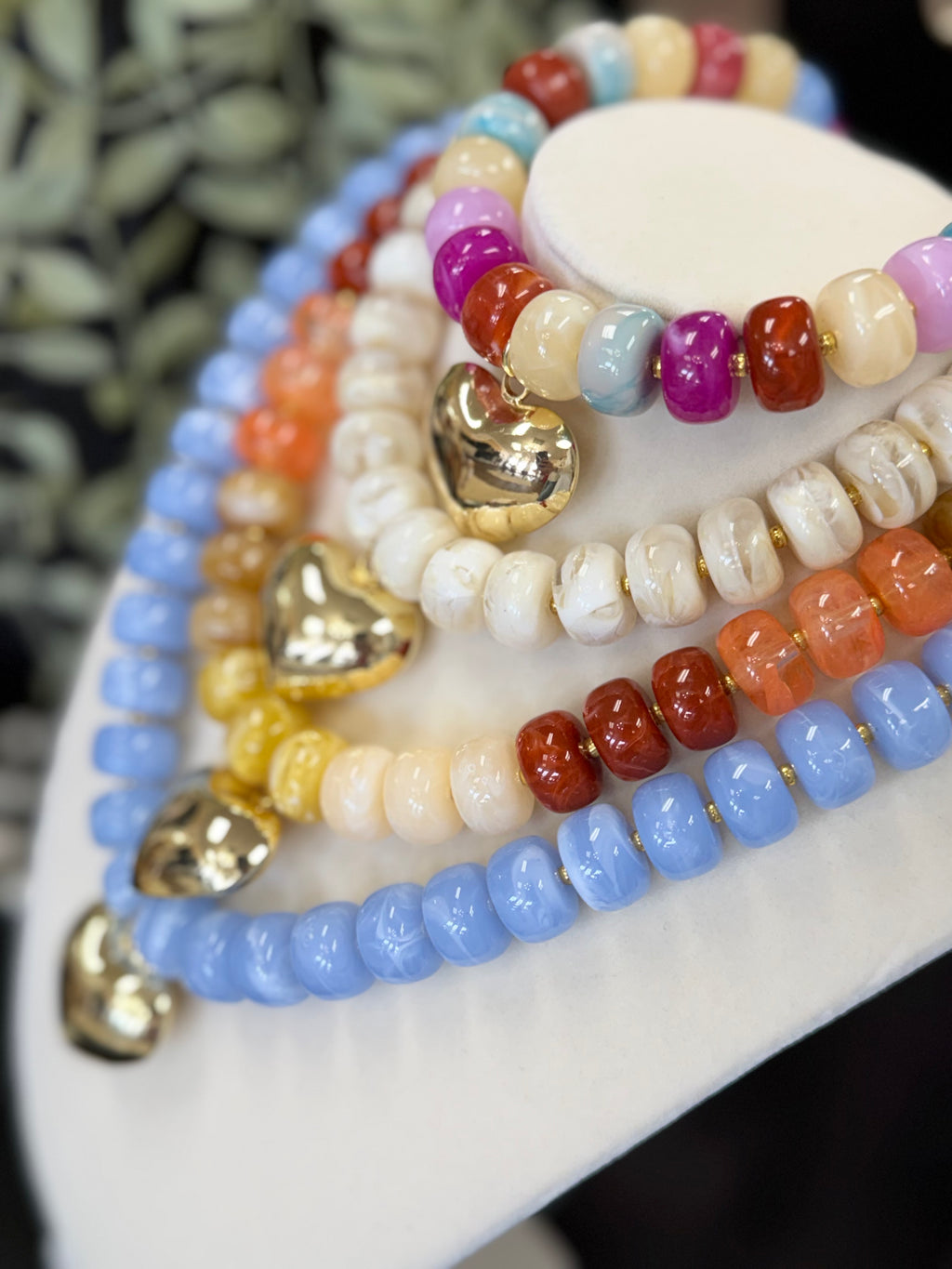 Colorful Beaded Heart Necklace