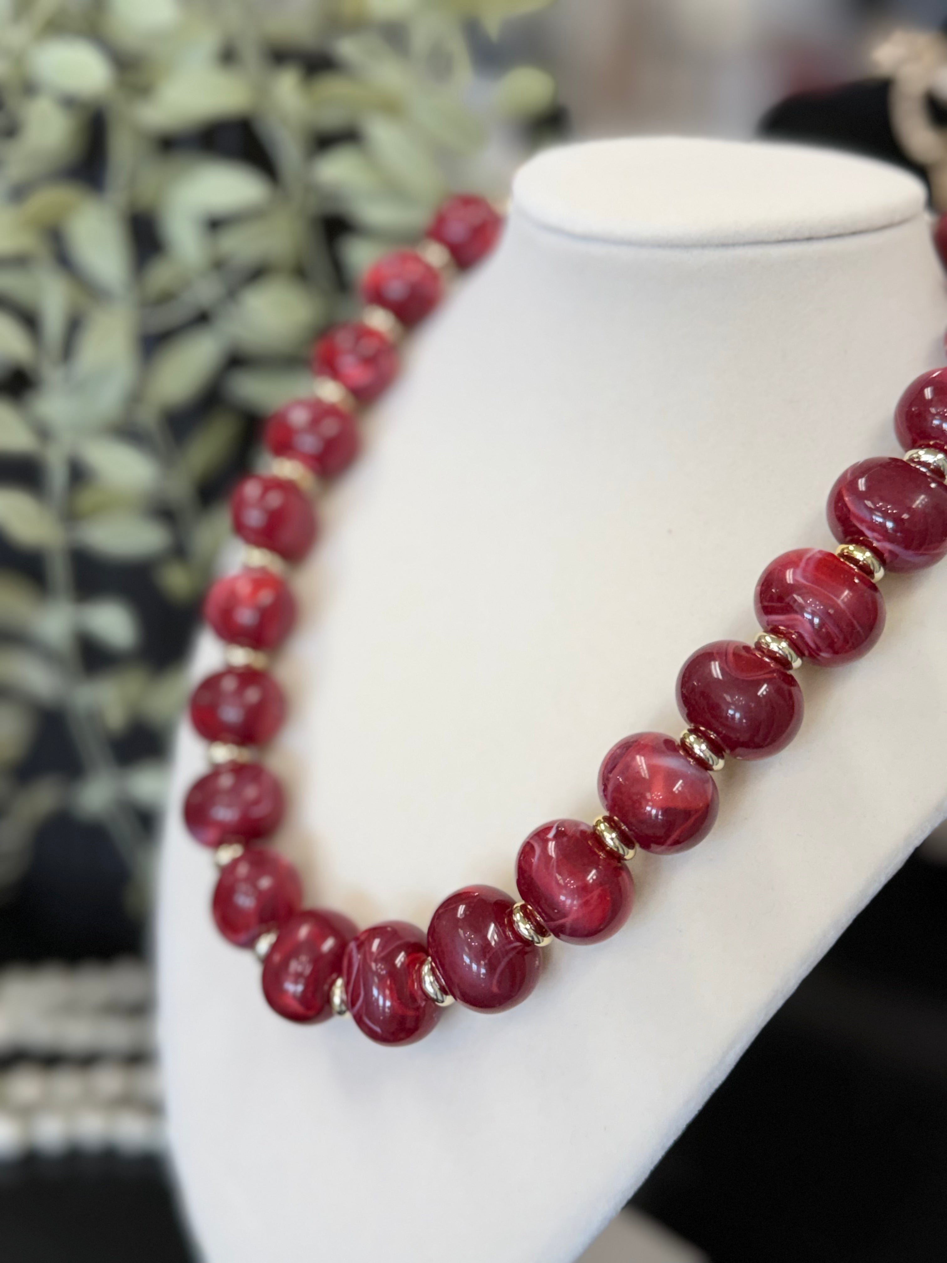 Boho Oval Resin Bead Necklace