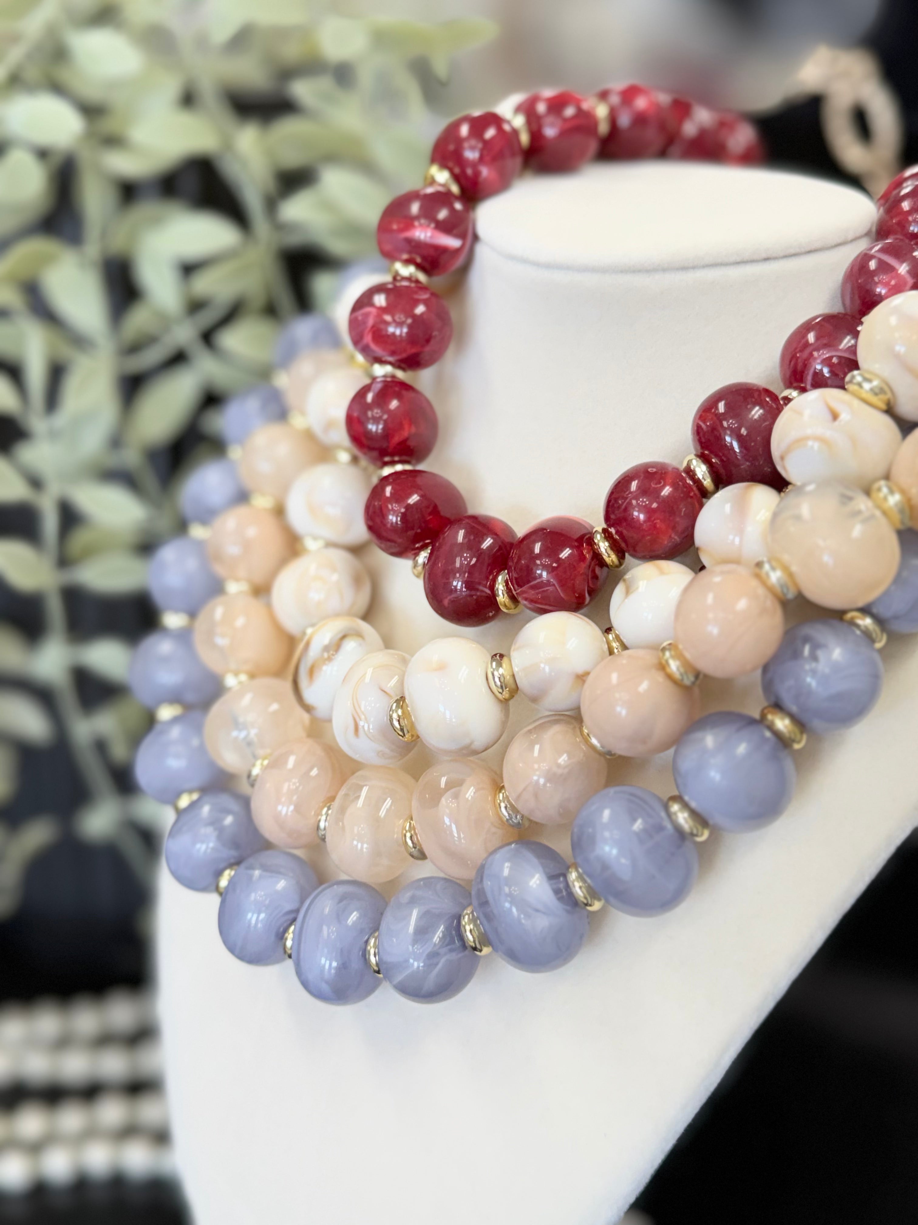 Boho Oval Resin Bead Necklace