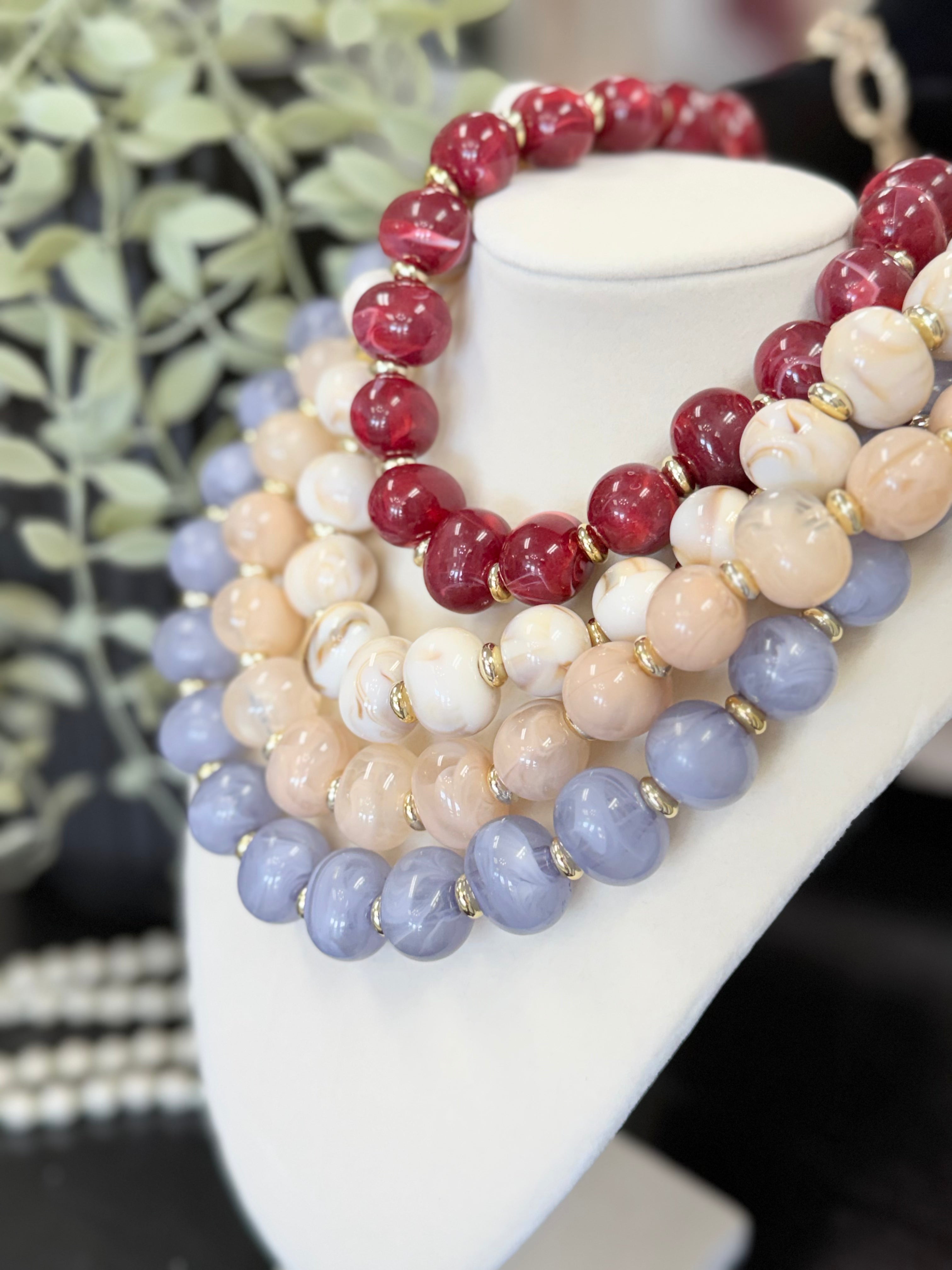 Boho Oval Resin Bead Necklace