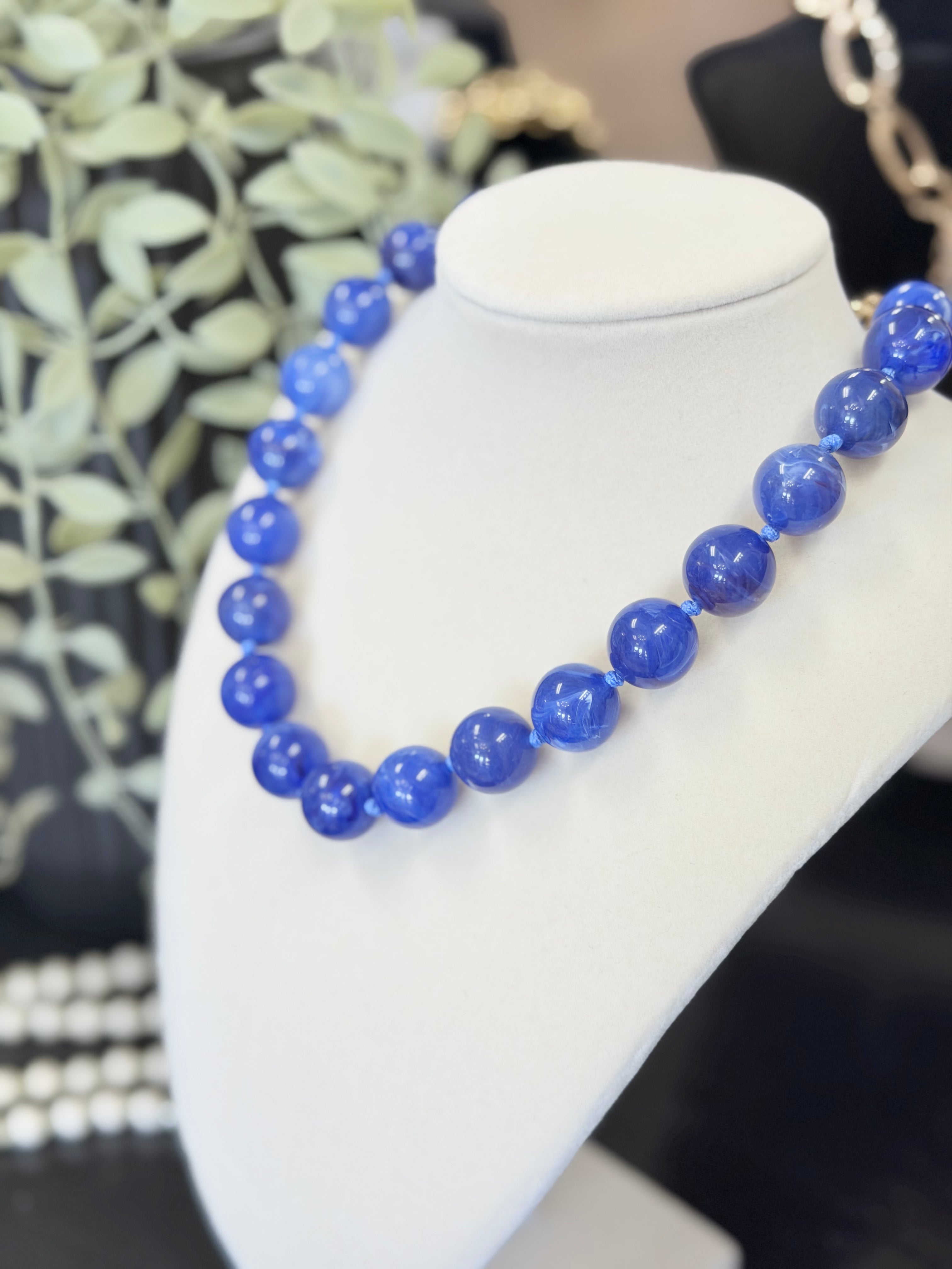 Colorful Resin Round Bead Rope Necklace