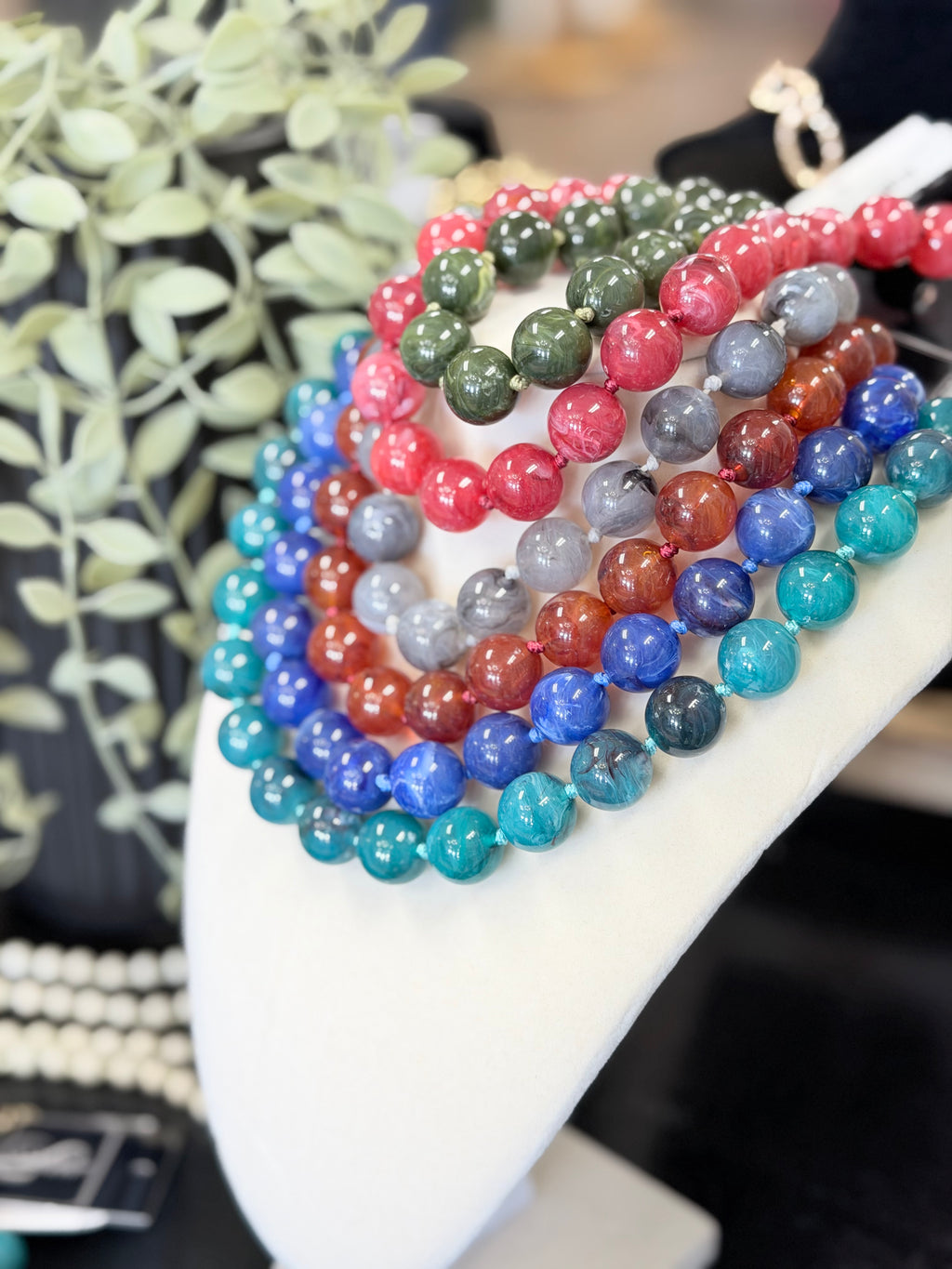 Colorful Resin Round Bead Rope Necklace