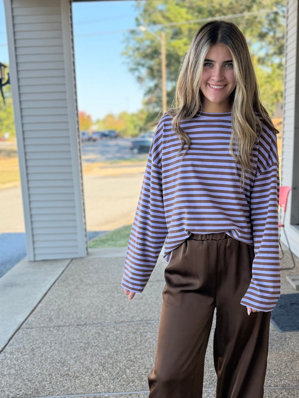 Oversized Stripe Long Sleeve Boyfriend Tee