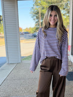 Oversized Stripe Long Sleeve Boyfriend Tee