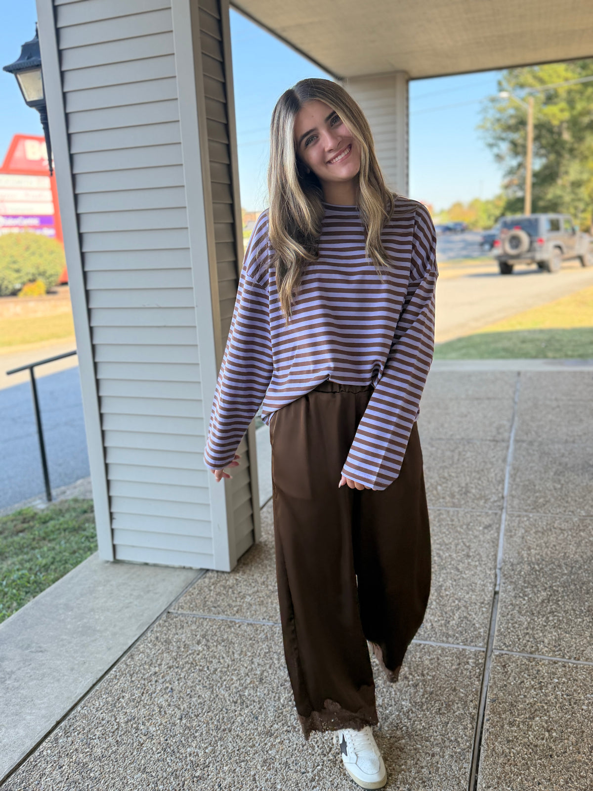 Oversized Stripe Long Sleeve Boyfriend Tee