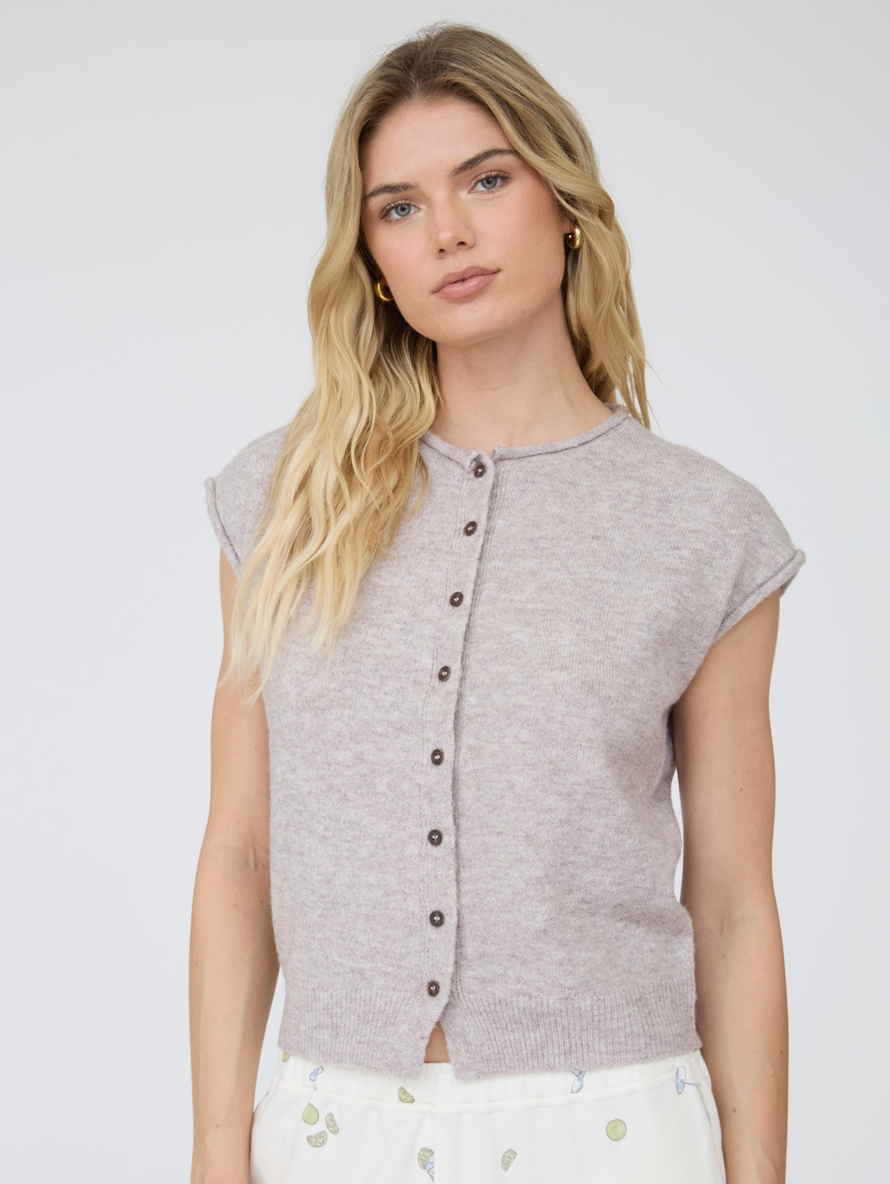 Raw Edge Sleeveless Lightweight Cardigan