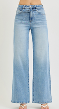 High Rise Wide Jeans With Waist String Details