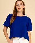 Solid Puffed Sleeves Top