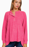 Brushed Oversized Henley Sweater