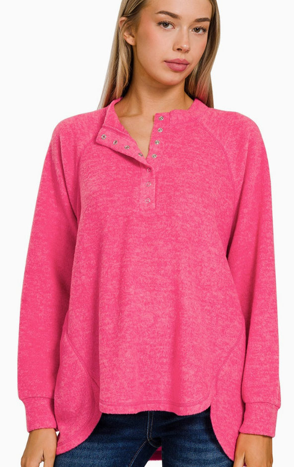 Brushed Oversized Henley Sweater