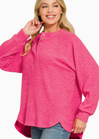 Brushed Oversized Henley Sweater