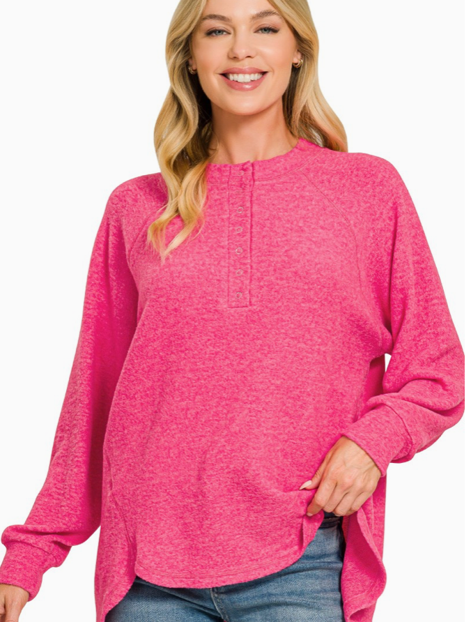 Brushed Oversized Henley Sweater