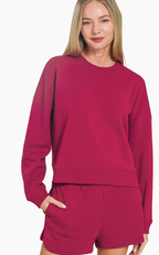 Cabernet Fleece Long Sleeve Short Set