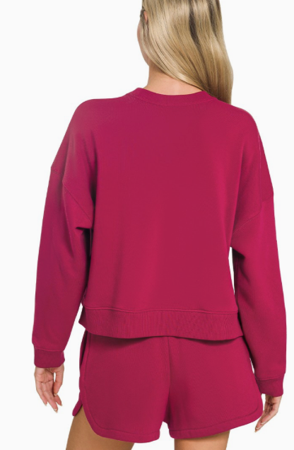 Cabernet Fleece Long Sleeve Short Set