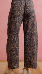 Leopard Barrel Pants with Cargo Pocket