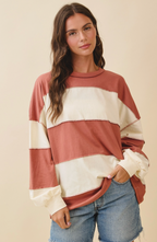 Oversized Color Block Long Sleeve Pullover