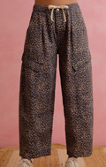 Leopard Barrel Pants with Cargo Pocket
