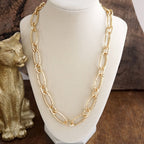 Chunky Statement Necklace – Elongated Textured Chain Necklace