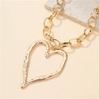 Statement Hammered Open Heart Necklace | 40NK9698
