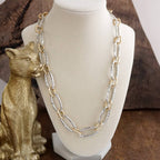 Chunky Statement Necklace – Elongated Textured Chain Necklace