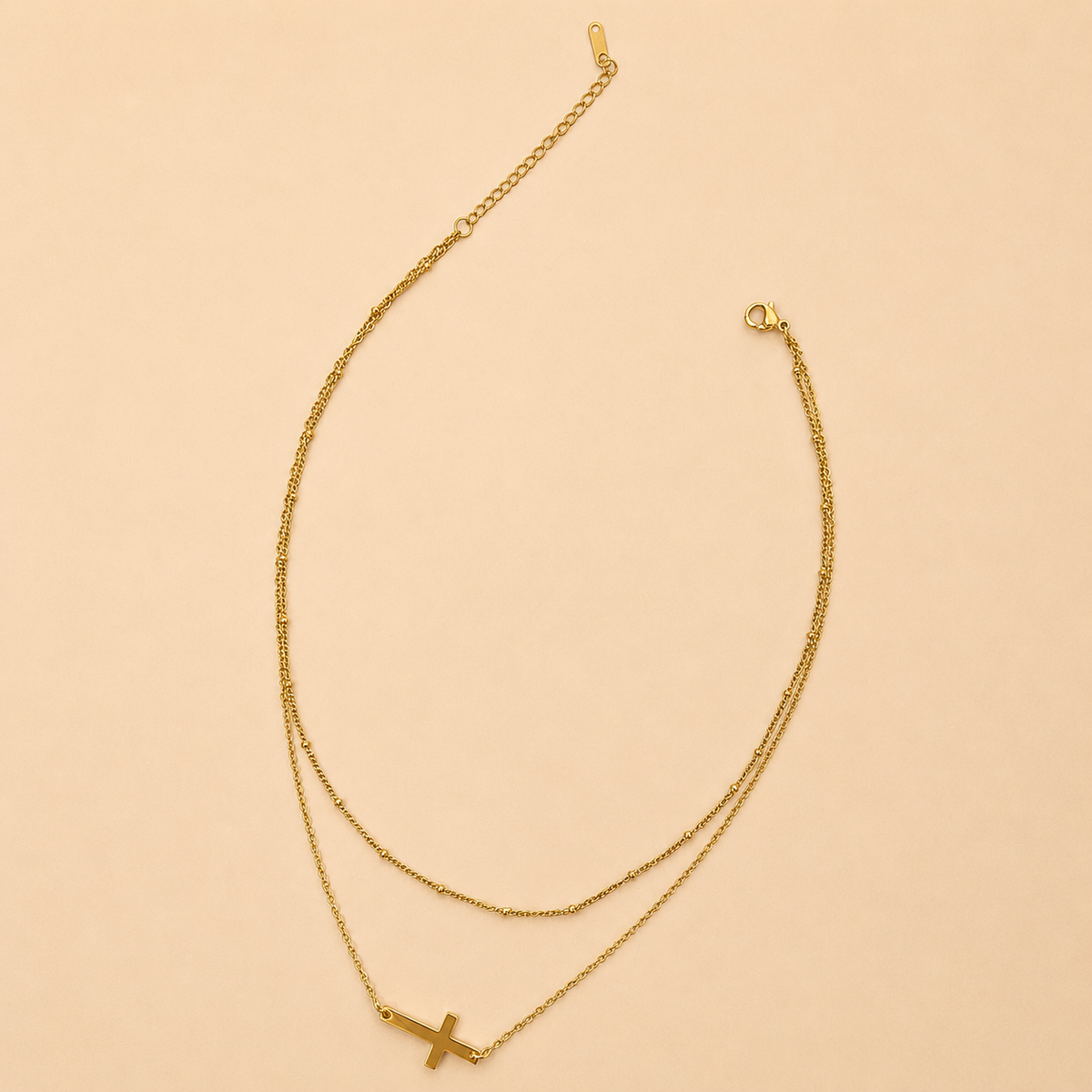 LAYERED CROSS NECKLACE