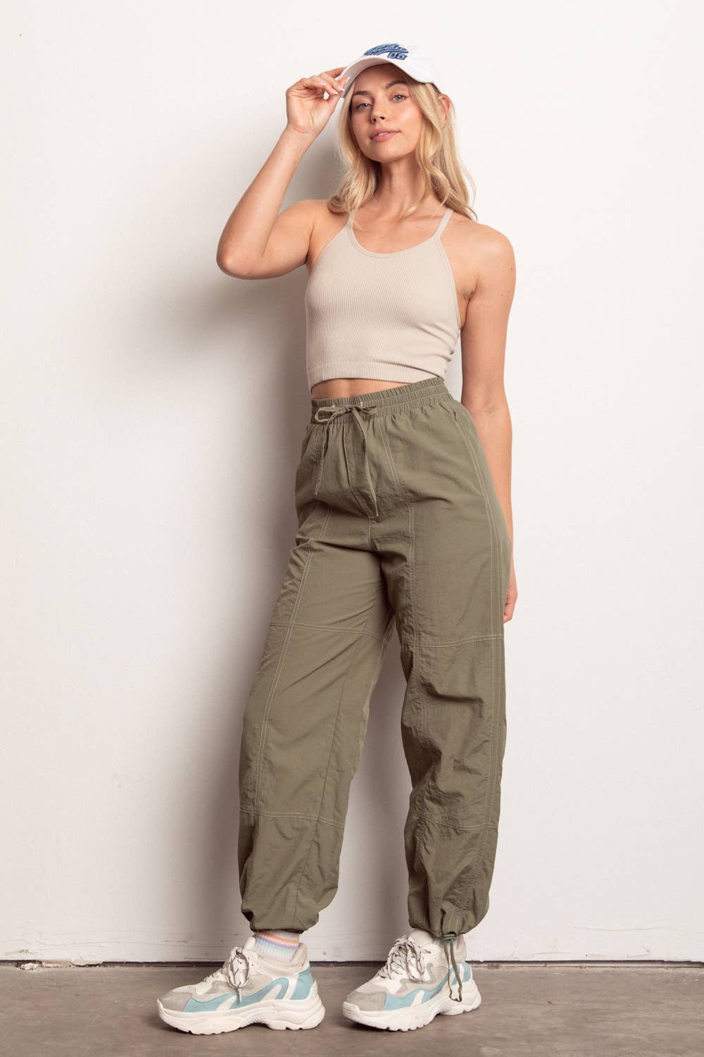 Woven Parachute Activewear Jogger Pants