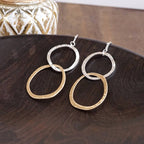 Two-Tone Boho Hoop Dangle Earrings Silver and Gold tone