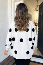 Polka Dot Oversized Button Front Cardigan (S-XL)