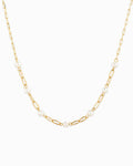 Gold Link Freshwater Pearl Station Chain Necklace