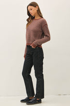 STRIPED WAFFLE KNIT SWEATER