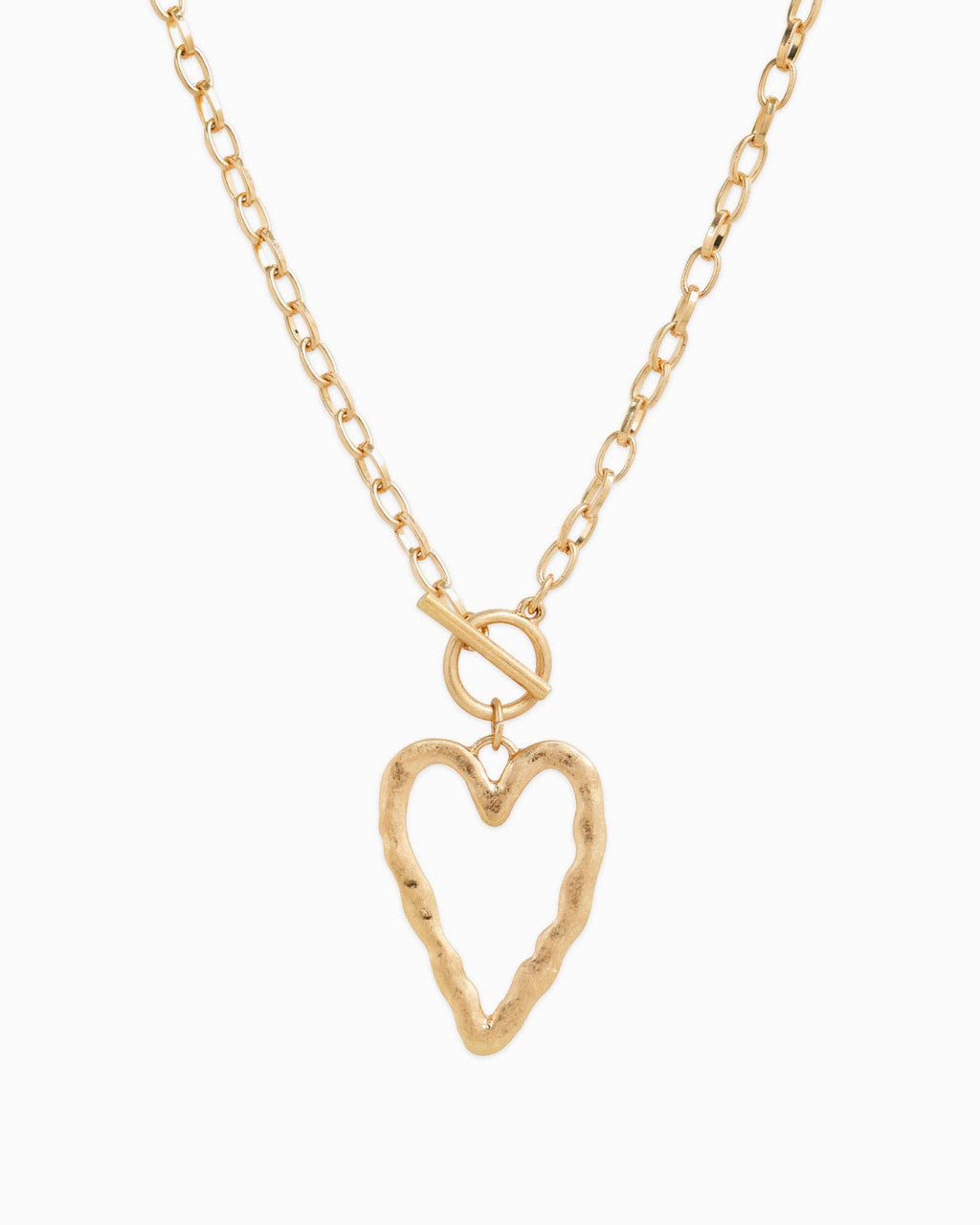 Hammered Heart Toggle Necklace