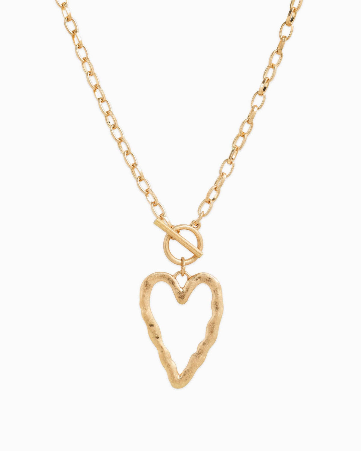 Hammered Heart Toggle Necklace