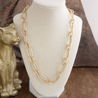 Chunky Statement Necklace – Elongated Textured Chain Necklace