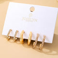 Rhinestone Pearl Huggie Hoop Trio Earrings