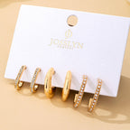Rhinestone Pearl Huggie Hoop Trio Earrings
