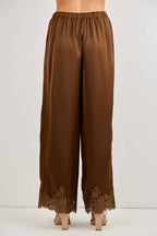 LACE TRIM SATIN PANTS
