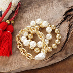 Chunky Chain and beads bracelet set