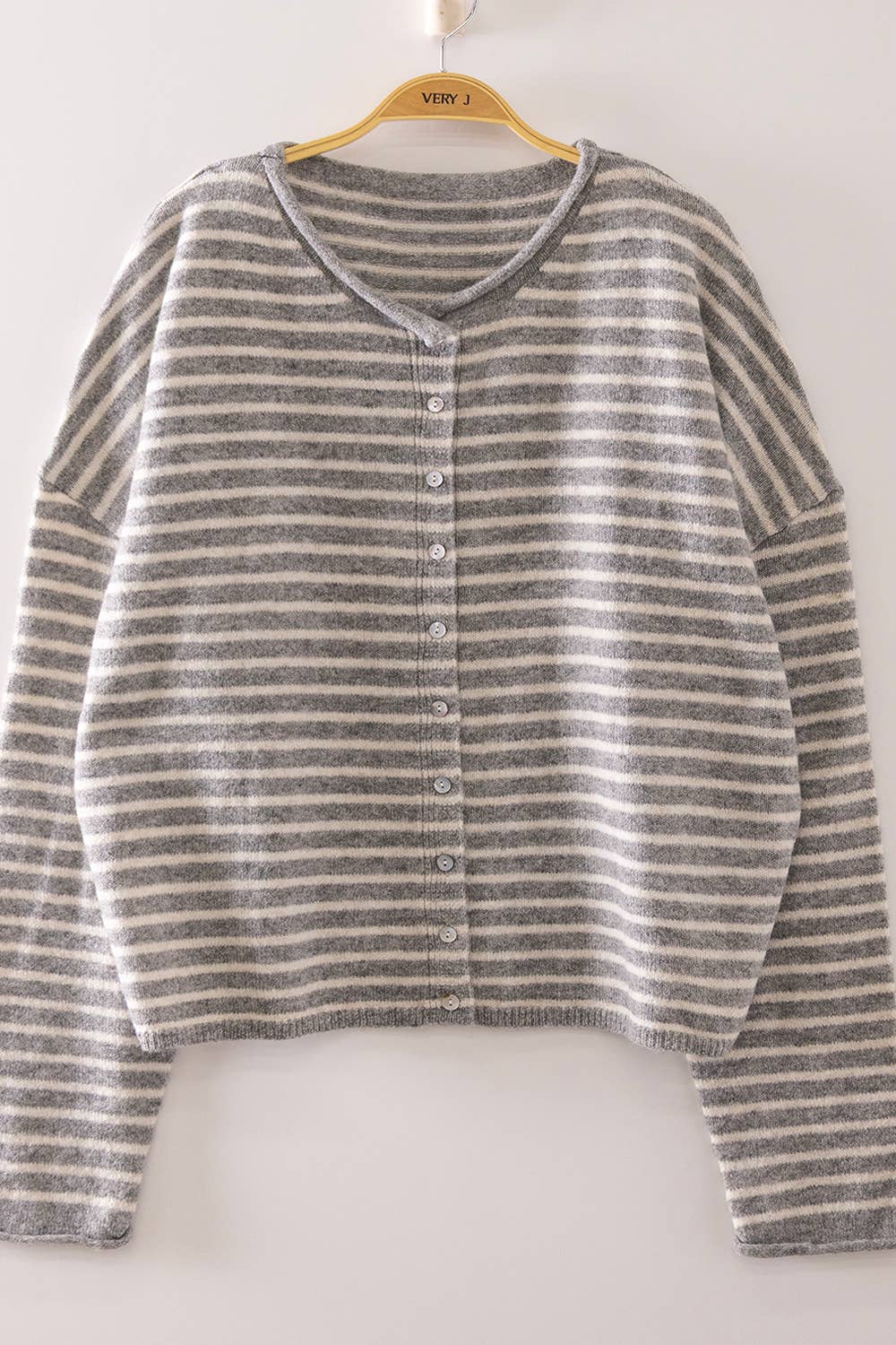 Button Down Stripe Sweater