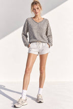 Button Down Stripe Sweater