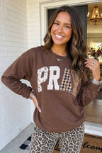 PRAY Plaid Letter Patchwork Sweatshirt