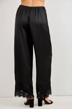 LACE TRIM SATIN PANTS