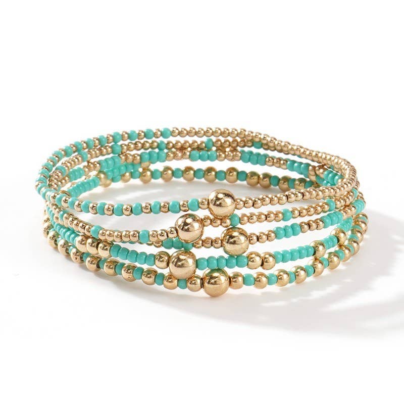 MULTI LAYER BALL CHAIN BEADED BRACELET