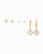 Mother of Pearl Clover Earring Set of 3