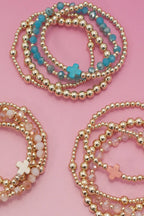 BOHO CROSS MULTI  COLORFUL BEADED STRETCH BRACELET | 40B5180