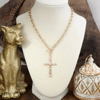 Divine Simplicity – Hammered Cross Front Toggle Necklace