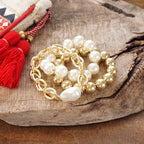 Chunky Chain and beads bracelet set
